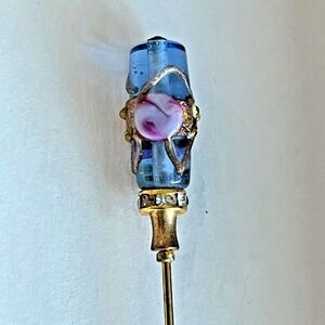 Vintage Venetian Murano Wedding Cake Lampwork Blue/Pink Pin/Brooch